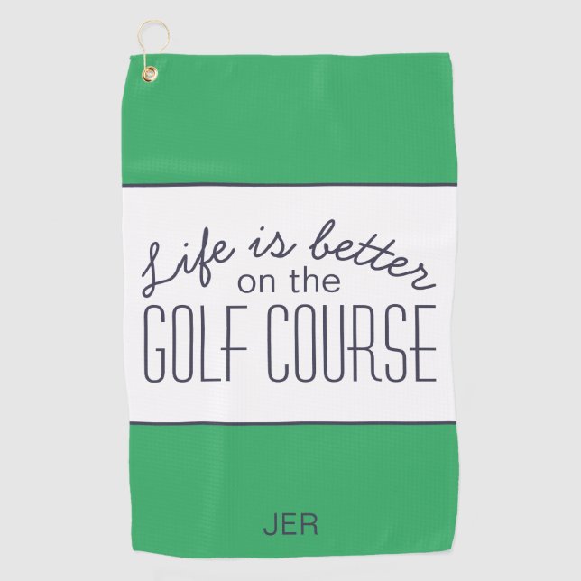 Serviette De Golf La vie est meilleure Funny Golf dire Vert Bleu Bla (Devant)
