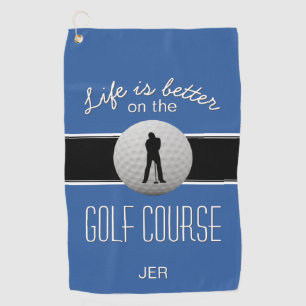 Serviette De Golf La vie est meilleure La balle de golf Monogramme B
