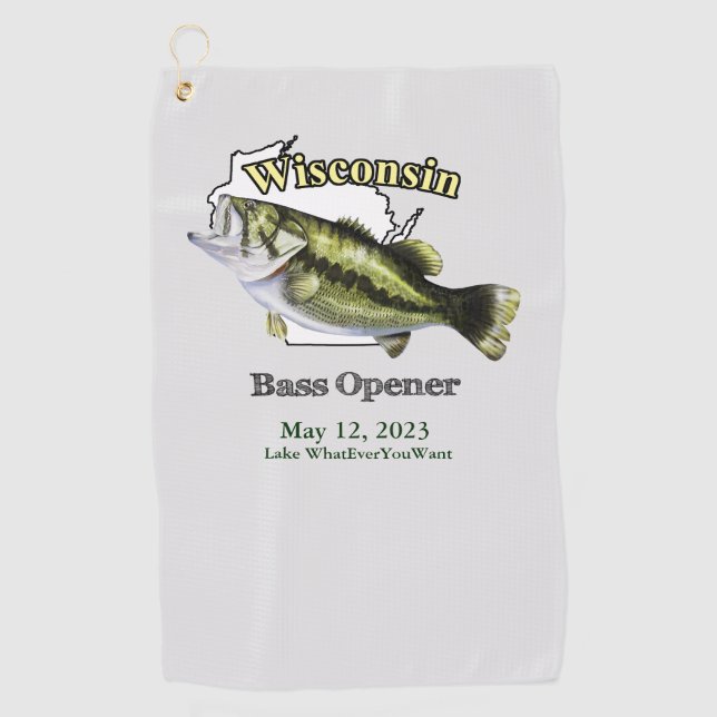 Serviette De Golf Lac personnalisé/Date Wisconsin Bass Opener Tower (Devant)