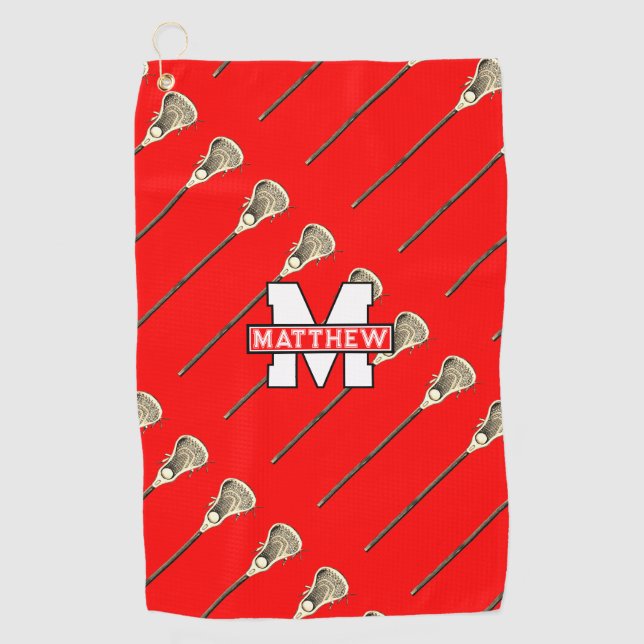 Serviette De Golf Lacrosse Sports Monogramme (Devant)