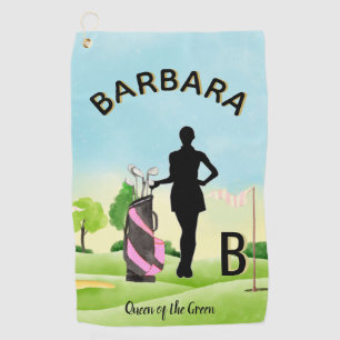 Serviette De Golf Lady Golfer Golf Course Nom personnalisé Monogramm