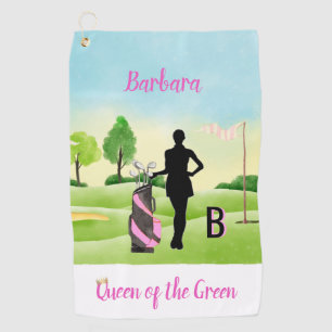 Serviette De Golf Lady Golfer Golf Course Nom personnalisé Monogramm