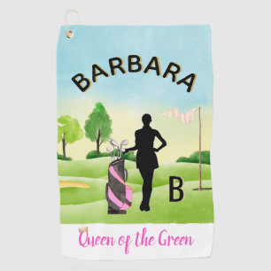 Serviette De Golf Lady Golfer Golf Course Nom personnalisé Monogramm