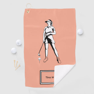 Serviette De Golf Lady Golfer Nom et année personnalisés