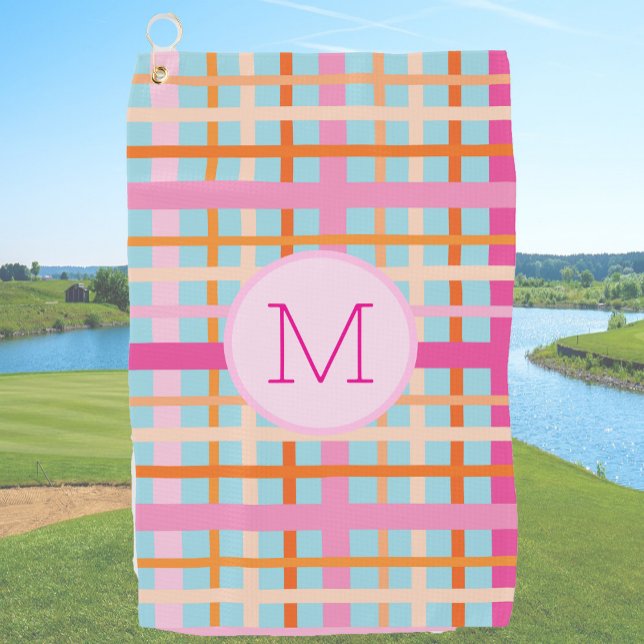 Serviette De Golf Lady Golfer Pink sauge plaid Preppy Custom Ladies (Créateur téléchargé)