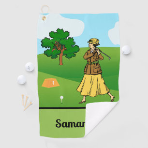 Serviette De Golf Lady Golfer se prépare à partir