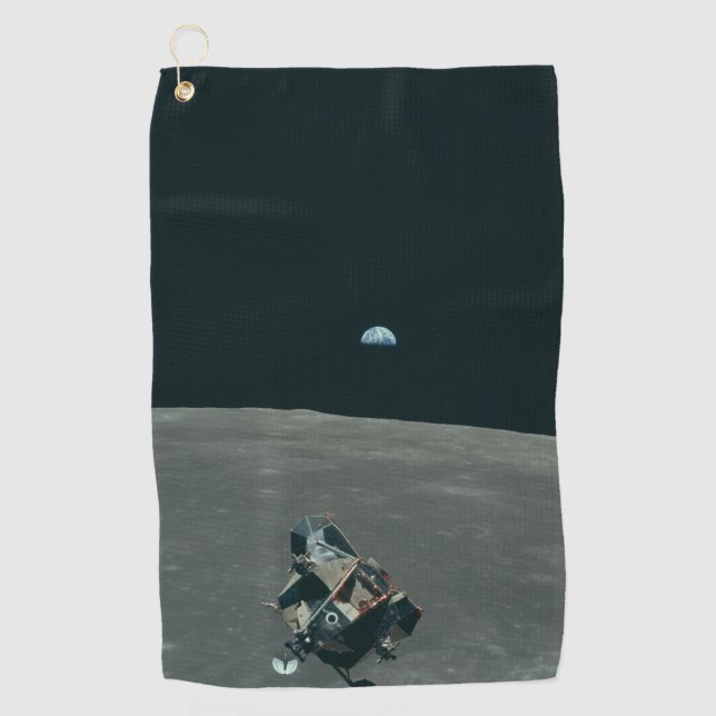 Serviette De Golf Lander lunaire Apollo et lever de terre sur la lun (Devant)