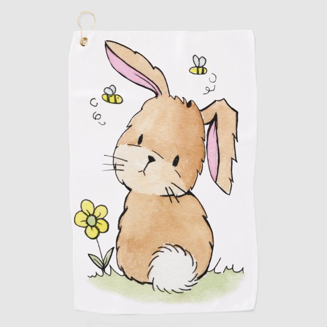 Serviette De Golf Lapin Et Abeilles (Devant)