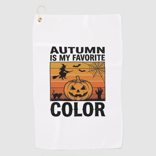 Serviette De Golf L'automne est ma couleur préférée Halloween Citrou (Devant)