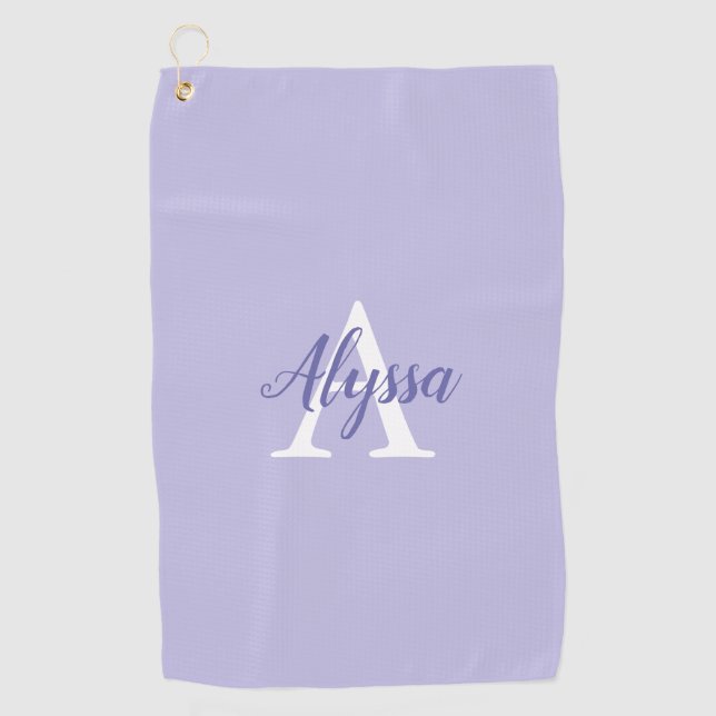 Serviette De Golf Lavande violette Monogramme Script Golf Serviette (Devant)