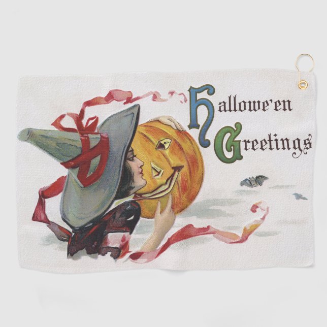 Serviette De Golf Le baiser de la sorcière : Jack-o'-lantern à Hallo (Horizontal)