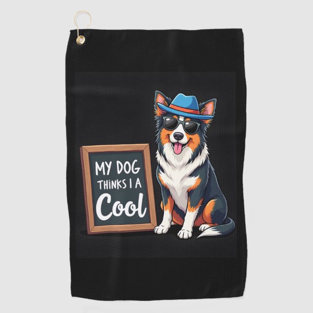 Serviette De Golf Le berger australien My Dog pense que je suis Cool (Devant)
