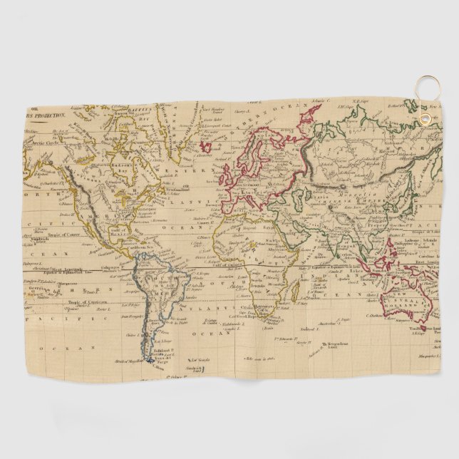 Serviette De Golf Le monde, la projection de Mercator (Horizontal)