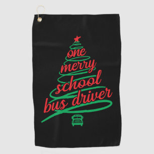 Serviette De Golf Le pilote de l'école de Christmas, bus scolaire