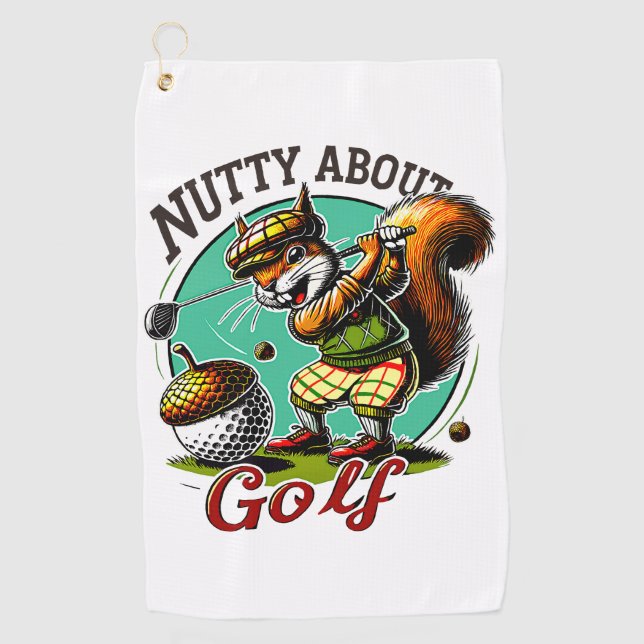 Serviette De Golf Le plaisir du golfeur d'écureuil (Devant)