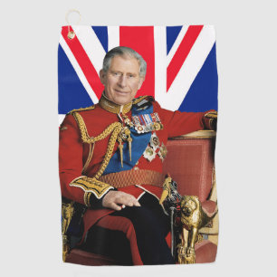 Serviette De Golf Le roi Charles III avec drapeau britannique