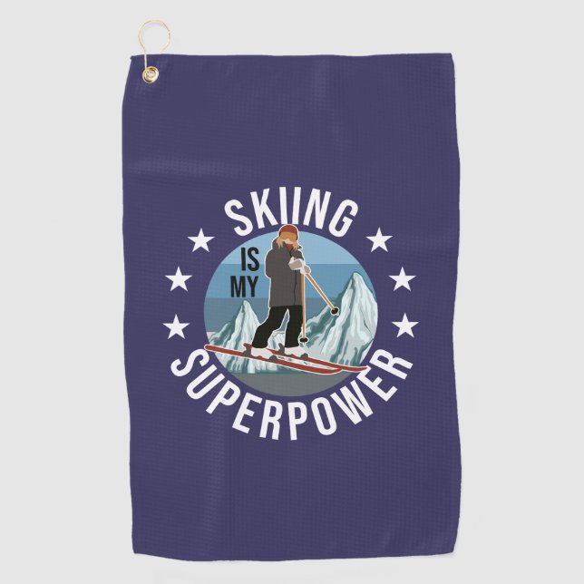 Serviette De Golf Le Ski Est Ma Superpuissance (Devant)