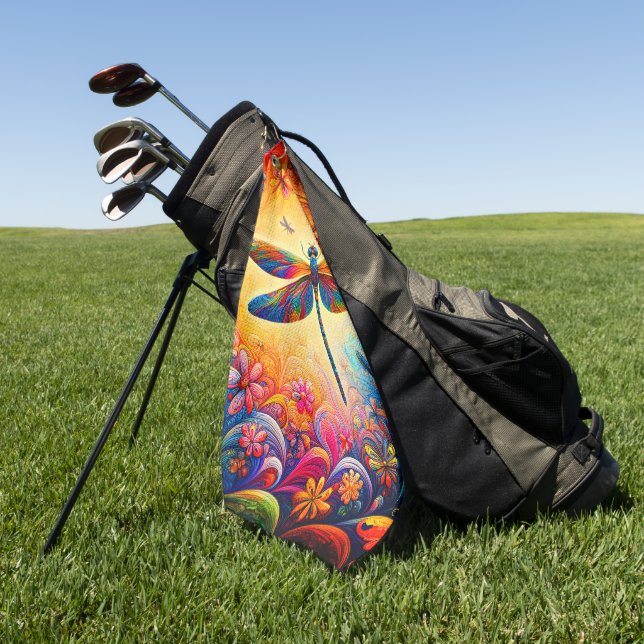 Serviette De Golf Le voyage de la libellule (Vert)