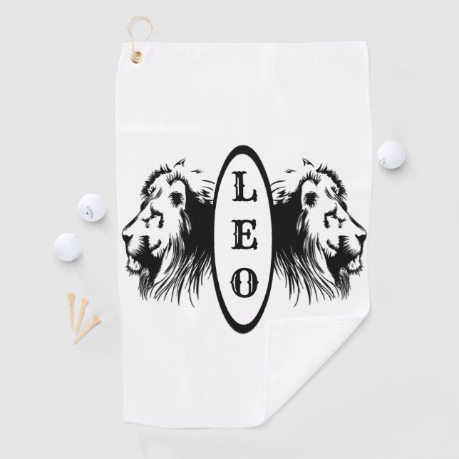 Serviette De Golf Leo le lion bookended Zodiac (En situation)