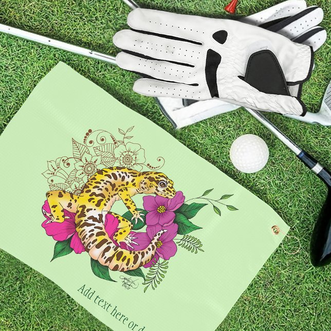 Serviette De Golf Léopard jaune Gecko Vert (Créateur téléchargé)