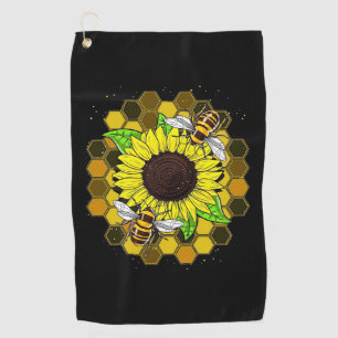 Serviette De Golf Les abeilles de tournesol hippie