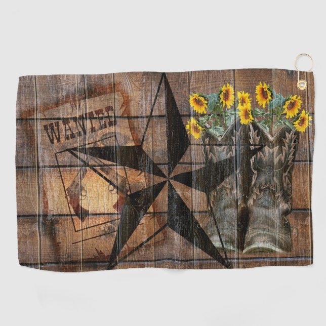 Serviette De Golf Les bottes de l'Ouest de Pistol Cowboy du Texas St (Horizontal)