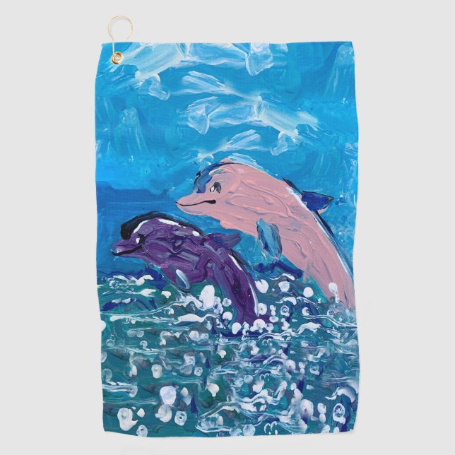 Serviette De Golf Les dauphins "L'art des enfants" (Devant)