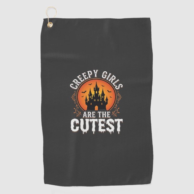 Serviette De Golf Les Filles Flippantes Sont Le Design De Halloween  (Devant)