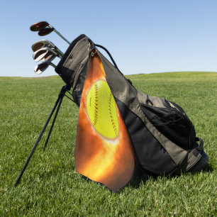 Serviette De Golf Les flammes de balle molle jaune de SlipperyJoe ra