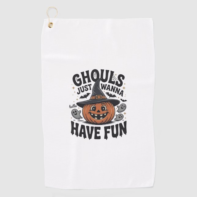 Serviette De Golf Les goules veulent juste s'amuser Halloween Citrou (Devant)