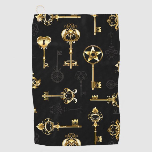 Serviette De Golf Les Patters de Seamless avec Golden Keys (Devant)