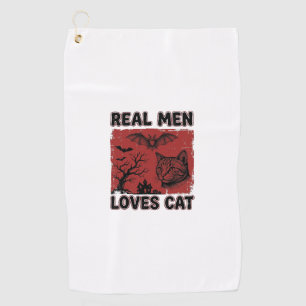 Serviette De Golf Les vrais hommes aiment les chats Halloween Vintag