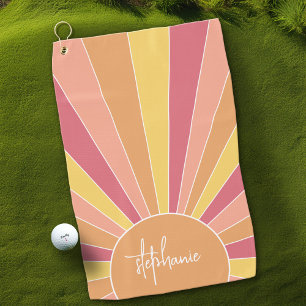 Serviette De Golf Lever de soleil à bande rétro - pastel rainbow scr
