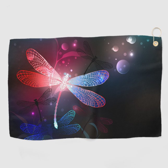 Serviette De Golf libellule rouge brillante (Horizontal)