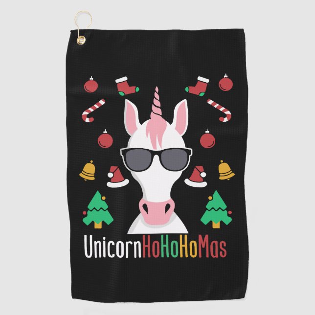 Serviette De Golf Licorne de Noël (Devant)