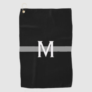 Serviette De Golf Ligne grise mince monogramme de dirigeant