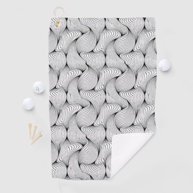 Serviette De Golf Lignes entrelacées noir et blanc uniques (En situation)