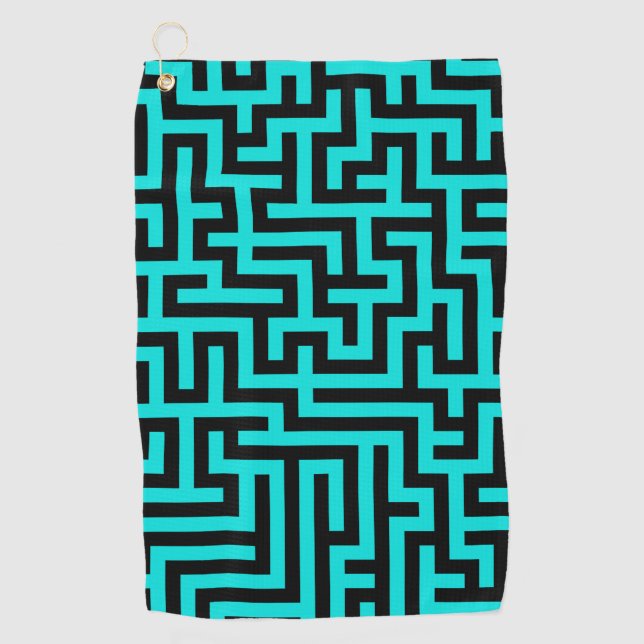 Serviette De Golf Lignes turquoise de Maze noir (Devant)