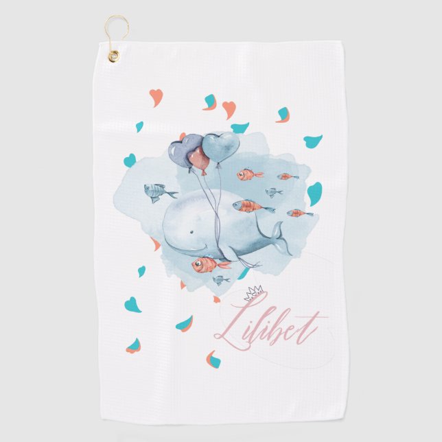 Serviette De Golf Lilibet Nommé Cadeaux de BALEINE Magique pour fill (Devant)