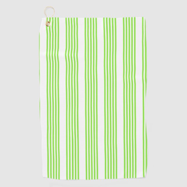 Serviette De Golf Lime vert et blanc cinq bandes motif (Devant)