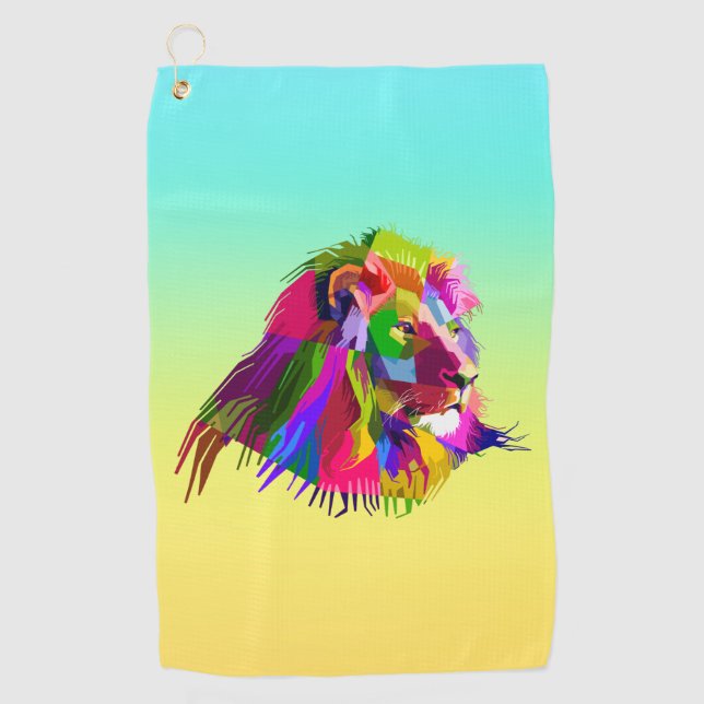 Serviette De Golf Lion Head Prismatic Pop Art Design-62502 (Devant)