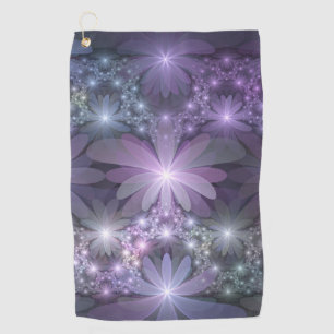 Serviette De Golf Lit de fleurs tendance brillant art fractal abstra