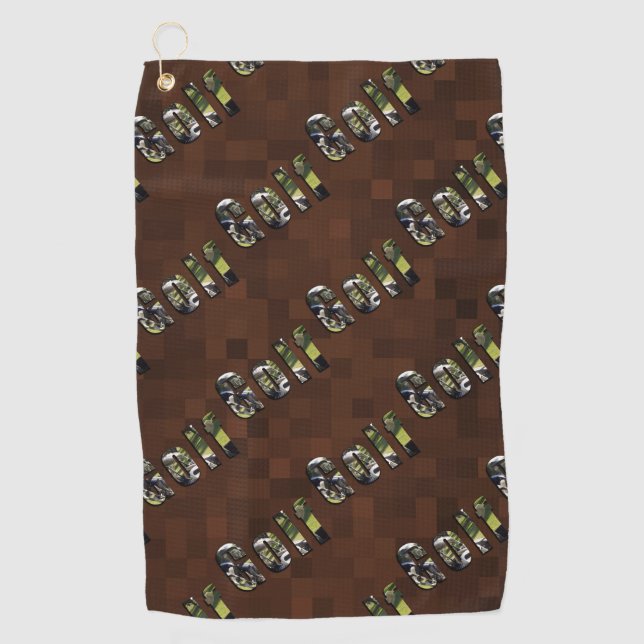 Serviette De Golf Logo De Golf Sur Brown, (Devant)