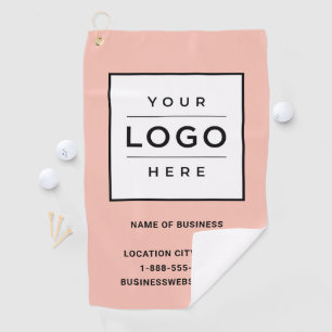 Serviette De Golf Logo de nom d'entreprise rose personnalisé