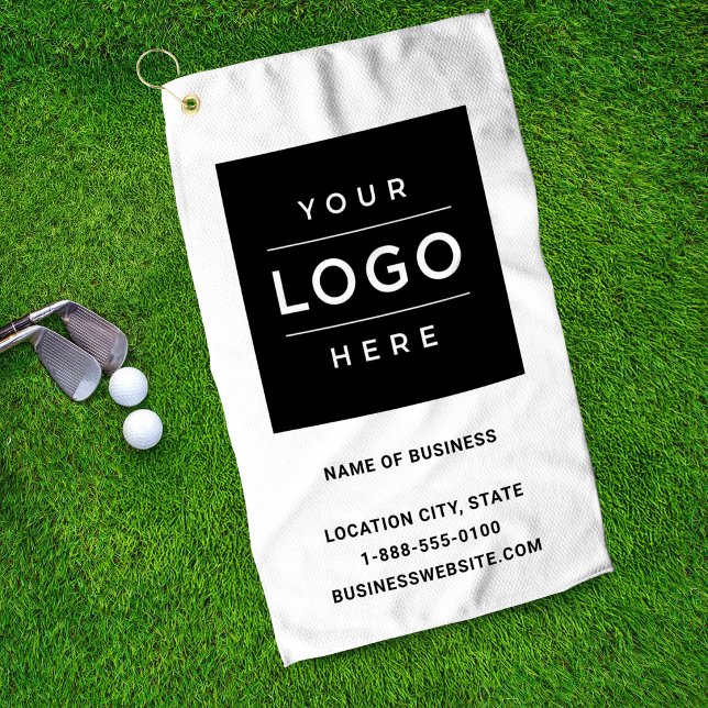 Serviette De Golf Logo d'entreprise blanc personnalisé (Créateur téléchargé)