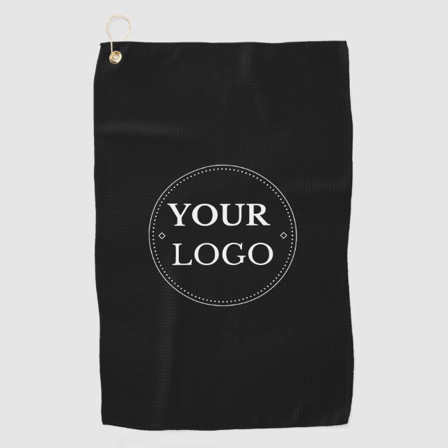 Serviette De Golf Logo d'entreprise personnalisé en noir (Devant)