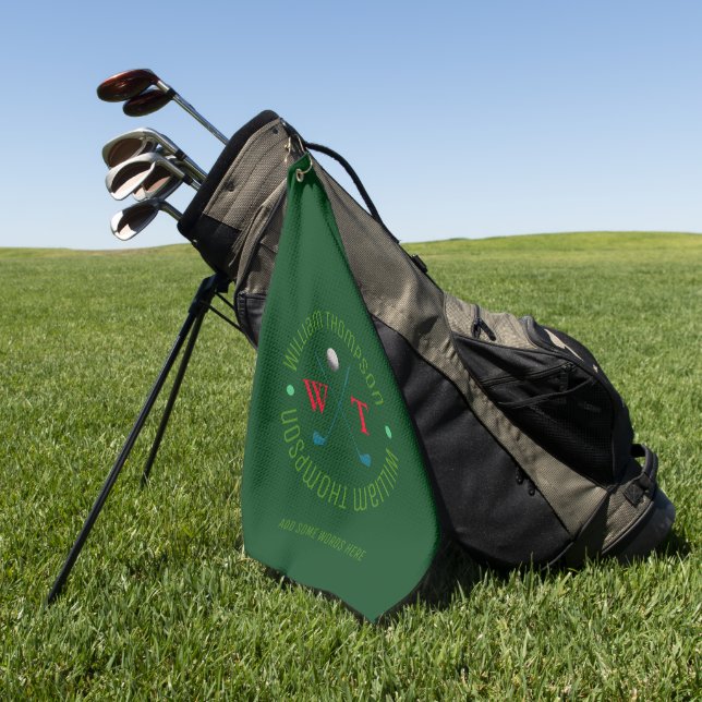 Serviette De Golf Logo Monogramme pour un joueur de golf vert (Vert)
