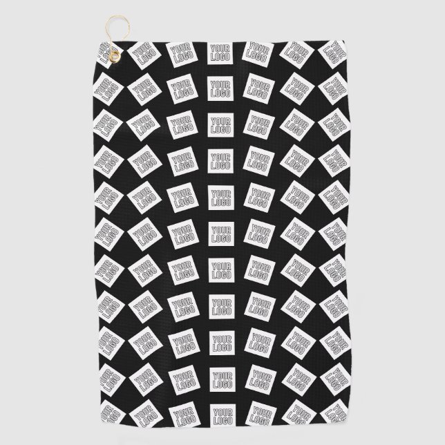 Serviette De Golf Logo ou motif d'image unique | Noir (modifiable) (Devant)