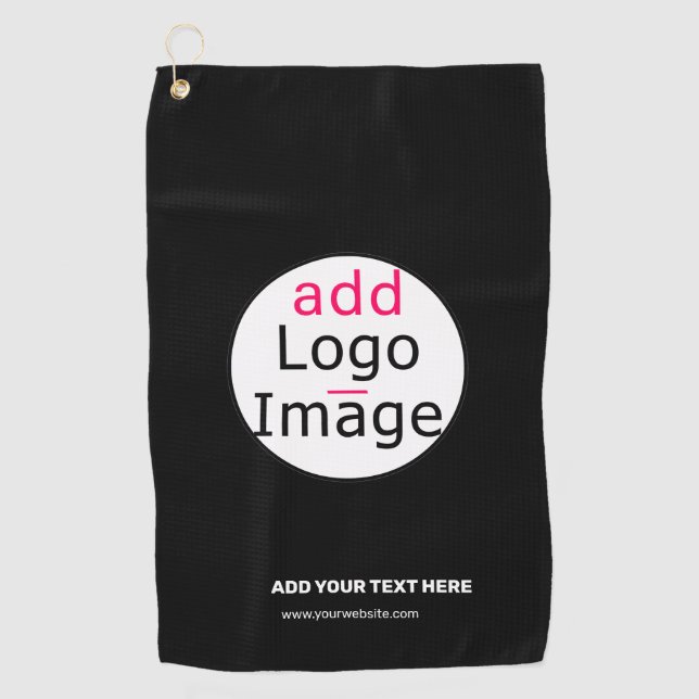 Serviette De Golf Logo personnalisé Extravagant Business Chic Noir (Devant)