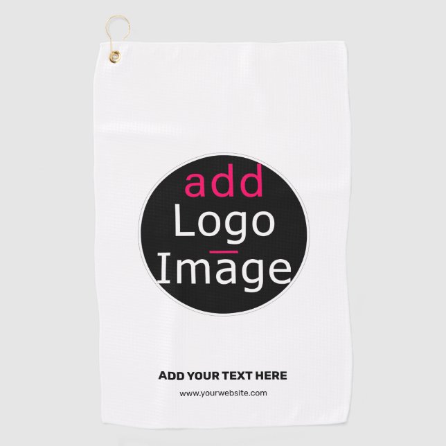 Serviette De Golf Logo personnalisé moderne Business Chic Blanc (Devant)